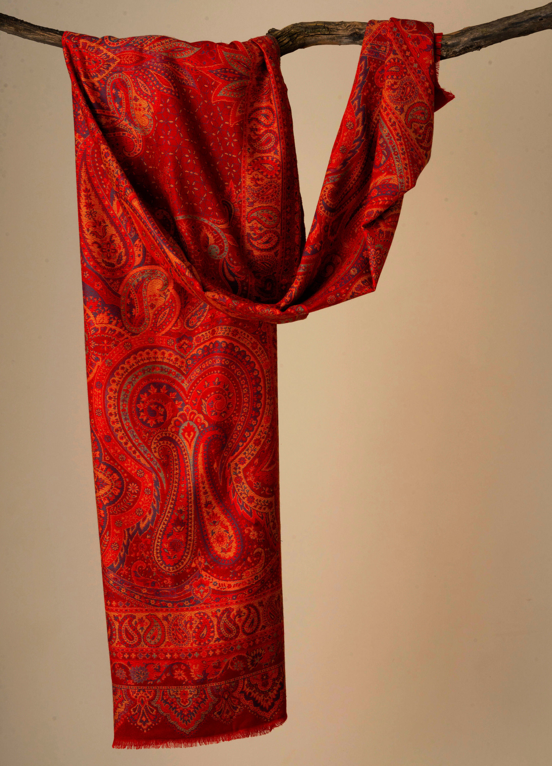 Manyavar Men Regal Red Viscose Shawl
