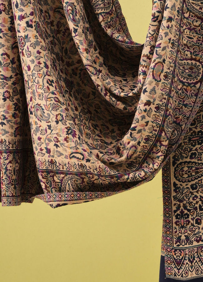 Manyavar Men Blue Viscose Shawl with Embroidery