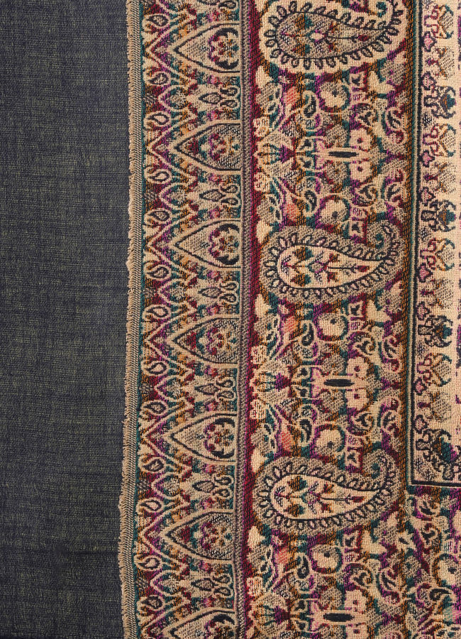 Manyavar Men Blue Viscose Shawl with Embroidery