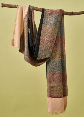 Manyavar Men Black Viscose Shawl with Embroidery