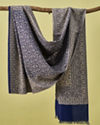 Manyavar Men Dark Blue Viscose Shawl with Print