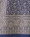 Manyavar Men Dark Blue Viscose Shawl with Print