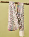 Manyavar Men Cream Viscose Shawl with Floral Print