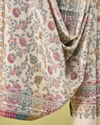 Manyavar Men Cream Viscose Shawl with Floral Print