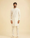 Manyavar Men Elegant Cream Kurta Jacket Set