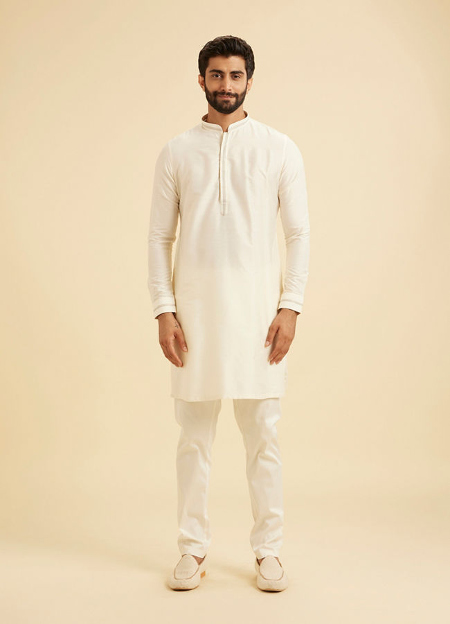 Manyavar Men Elegant Cream Kurta Jacket Set