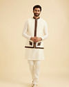 Manyavar Men Elegant Cream Kurta Jacket Set