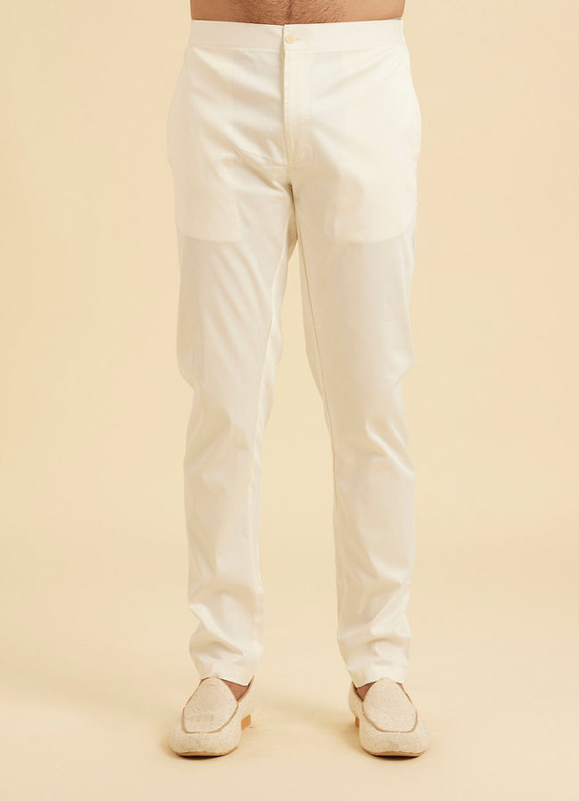 Manyavar Men Elegant Cream Kurta Jacket Set