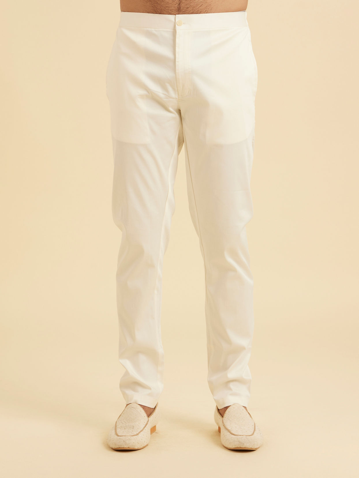 Manyavar Men Elegant Cream Kurta Jacket Set