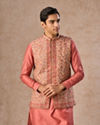 Lush Beige-Coral Kurta Jacket Set