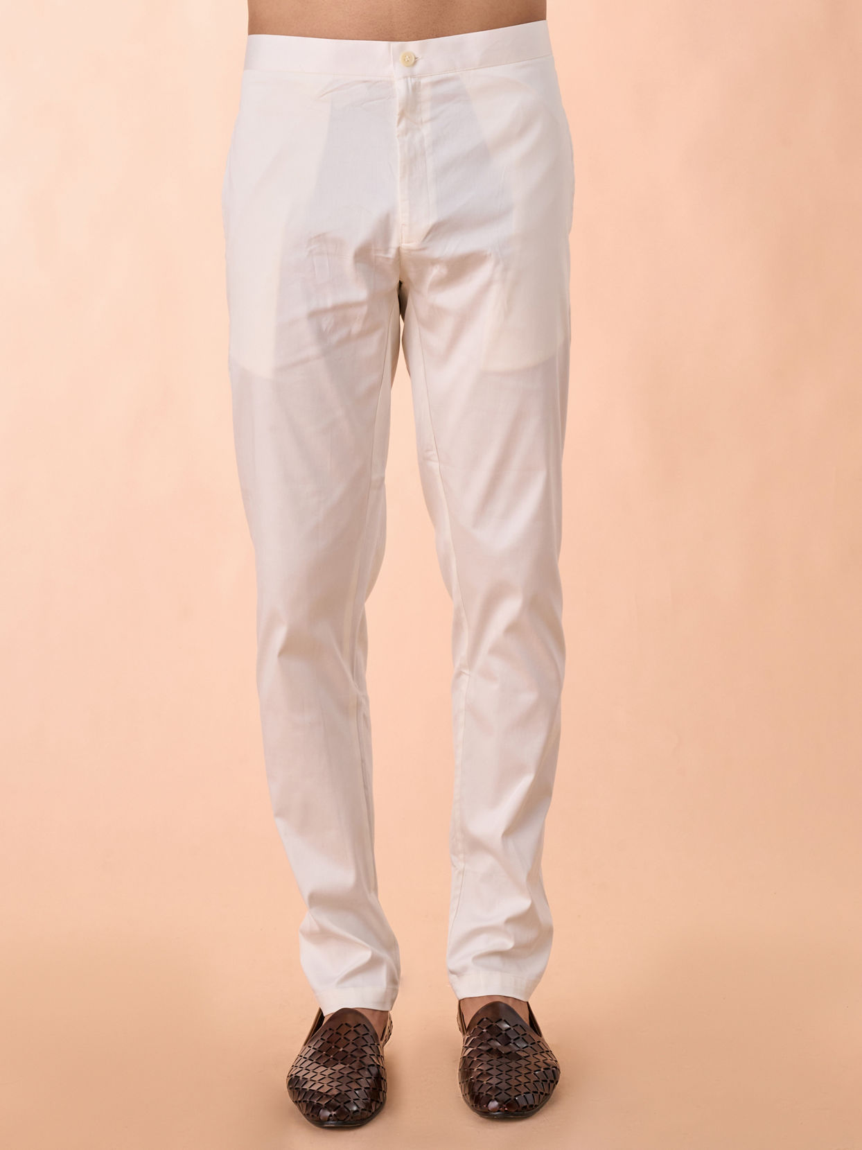 Manyavar Men Elegant Cream Satin Kurta Jacket Set