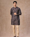 Manyavar Men Royal Blue Kurta Jacket Set