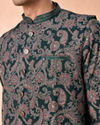 Manyavar Men Dark Green Kurta Jacket Set