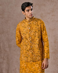 Manyavar Men Radiant Mustard Kurta Jacket Set
