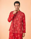 Manyavar Men Regal Red Kurta Jacket Set