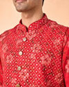 Manyavar Men Regal Red Kurta Jacket Set