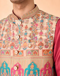 Manyavar Men Rustic Charm Beige Kurta Jacket Set