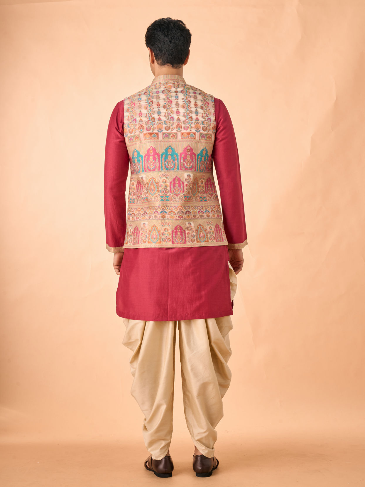 Manyavar Men Rustic Charm Beige Kurta Jacket Set