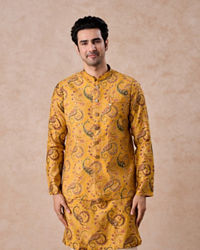 Manyavar Men Mustard Yellow Radiance Kurta Jacket Set