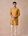 Manyavar Men Mustard Yellow Radiance Kurta Jacket Set