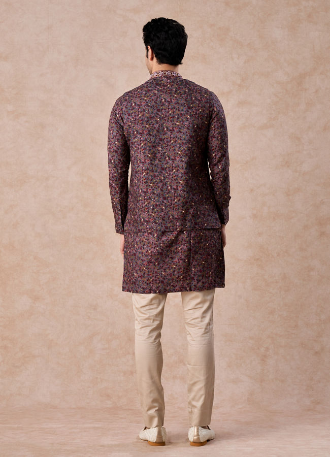 Manyavar Men Grey Hues Splendid Kurta Jacket Set