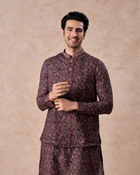 Manyavar Men Grey Hues Splendid Kurta Jacket Set
