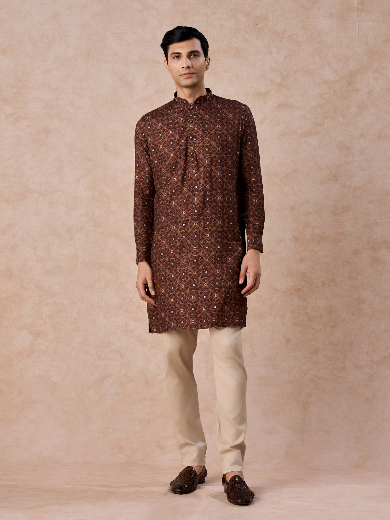 Manyavar Men Mehndi Green Festive Kurta Jacket Set