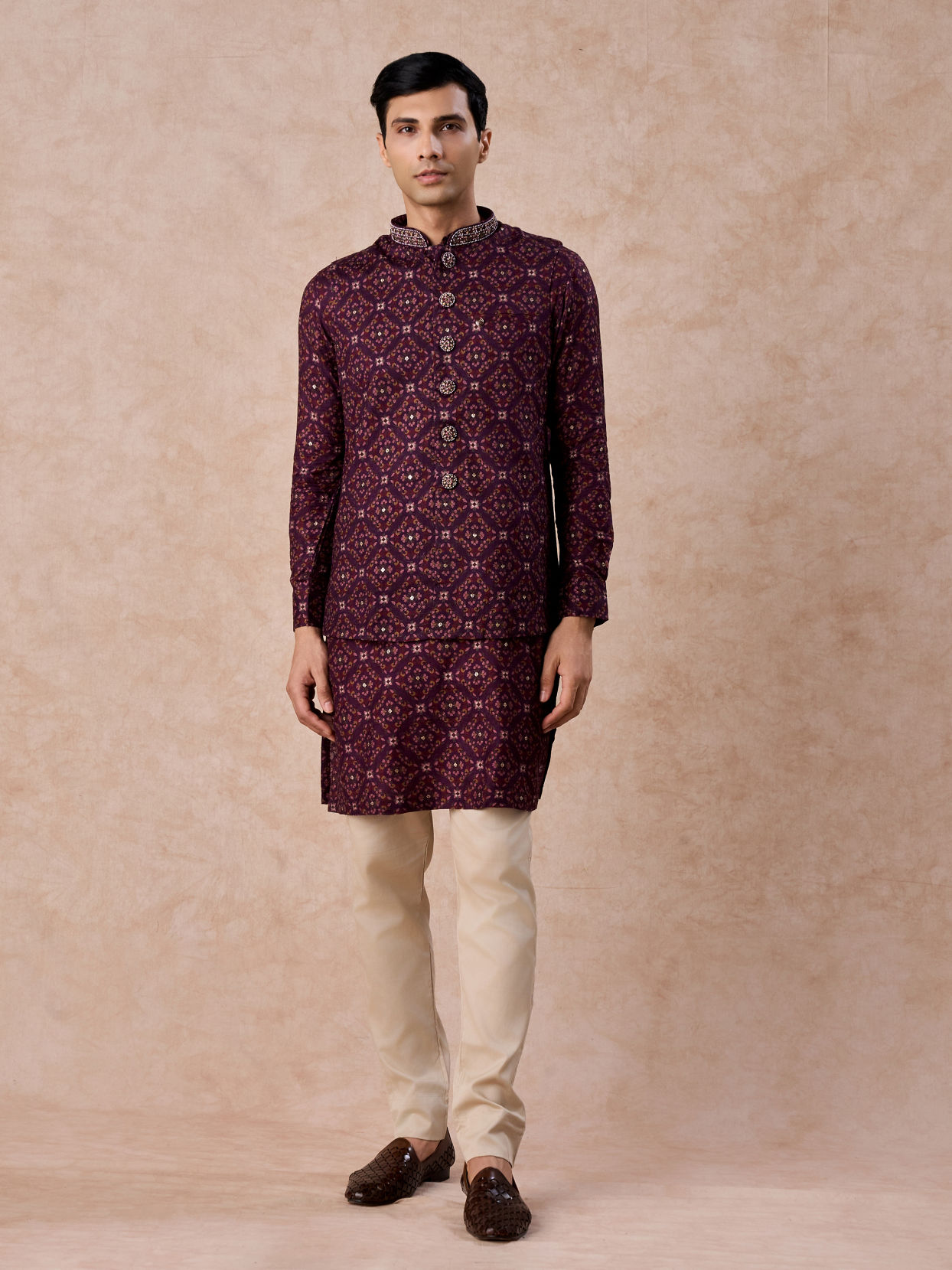 Manyavar Men Purple Celebration Glory Kurta Jacket Set