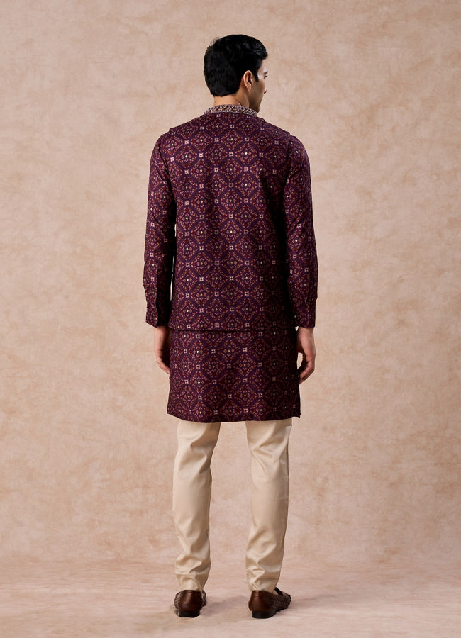 Manyavar Men Purple Celebration Glory Kurta Jacket Set