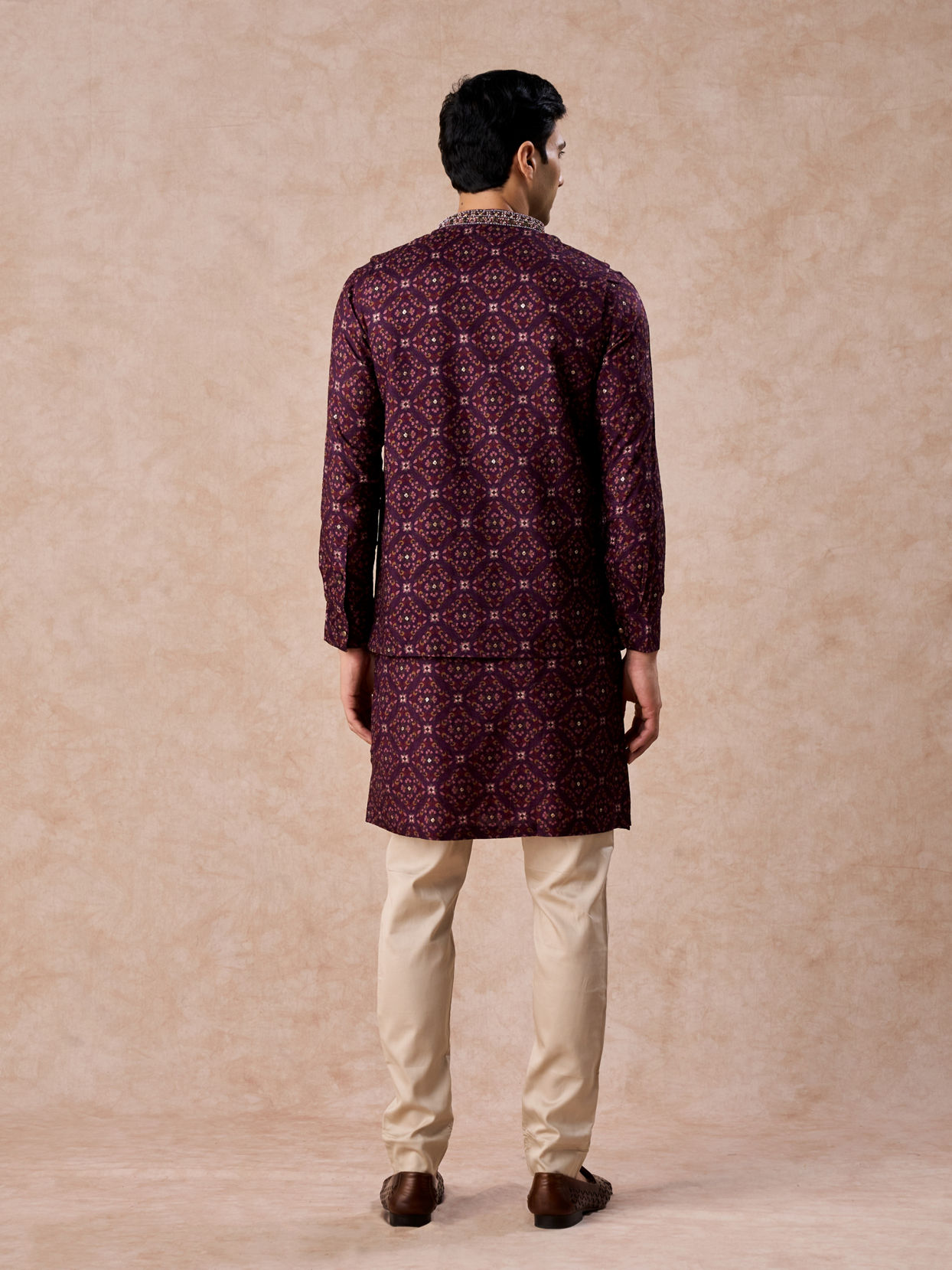 Manyavar Men Purple Celebration Glory Kurta Jacket Set