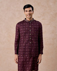 Manyavar Men Purple Celebration Glory Kurta Jacket Set