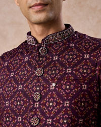 Manyavar Men Purple Celebration Glory Kurta Jacket Set