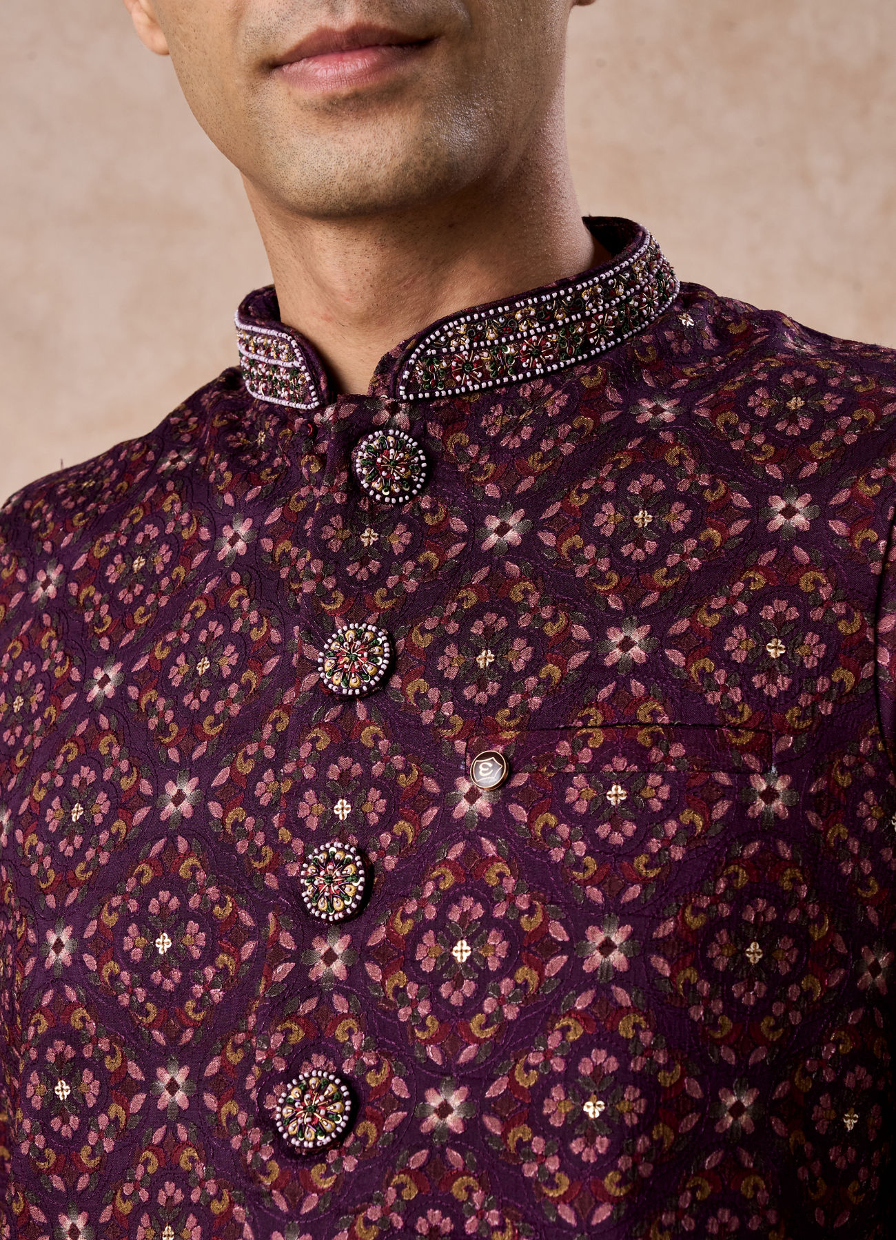 Manyavar Men Purple Celebration Glory Kurta Jacket Set