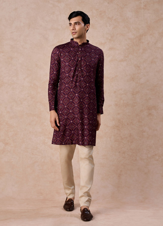 Manyavar Men Purple Celebration Glory Kurta Jacket Set