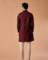 Manyavar Men Regal Maroon Kurta Jacket Set