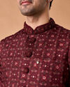 Manyavar Men Regal Maroon Kurta Jacket Set