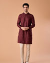 Manyavar Men Regal Maroon Kurta Jacket Set