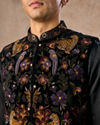 Manyavar Men Black Majestic Satin Kurta Jacket Set