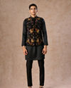 Manyavar Men Black Majestic Satin Kurta Jacket Set