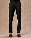 Manyavar Men Black Majestic Satin Kurta Jacket Set