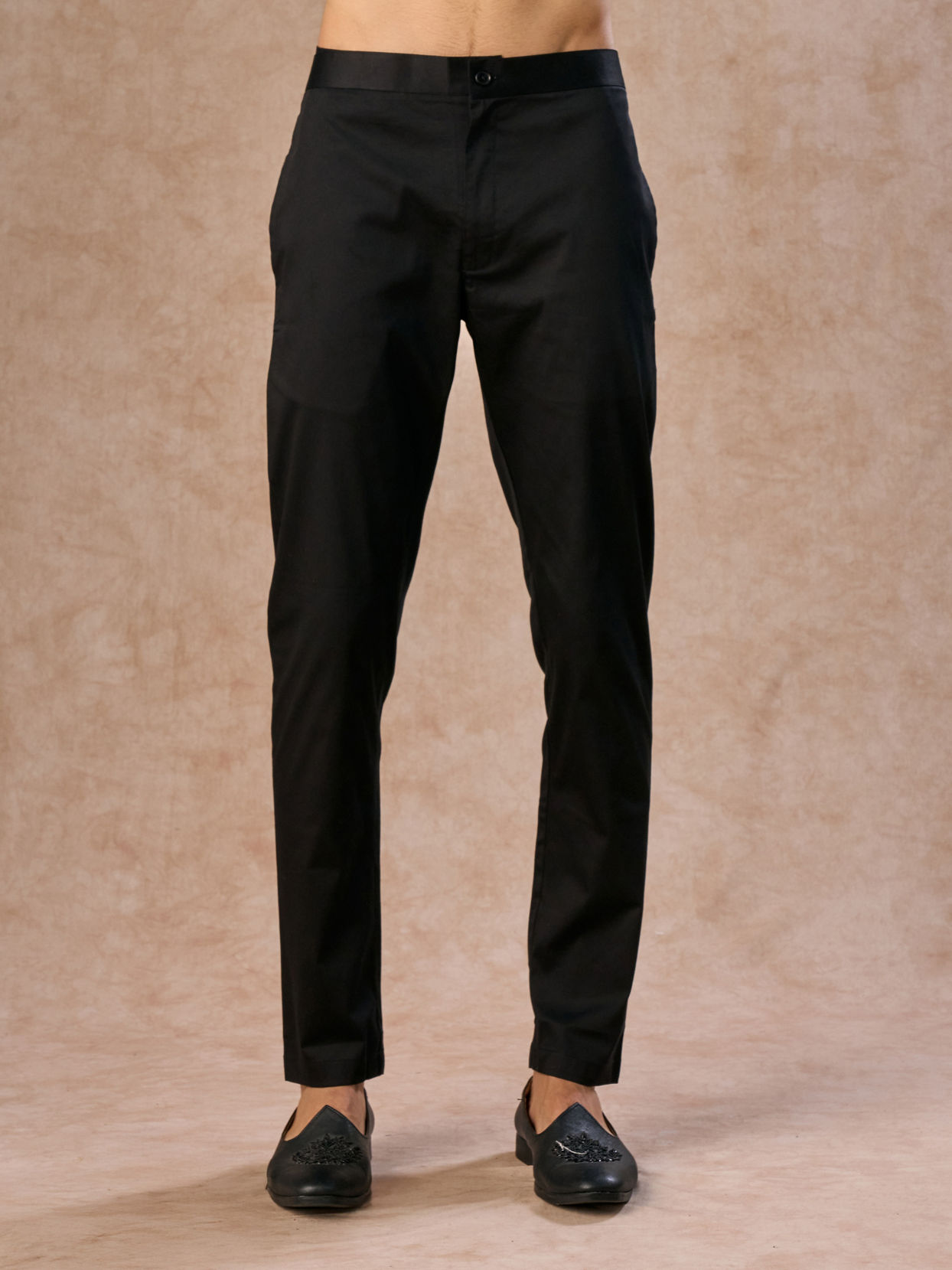 Manyavar Men Black Majestic Satin Kurta Jacket Set