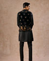 Manyavar Men Black Majestic Satin Kurta Jacket Set