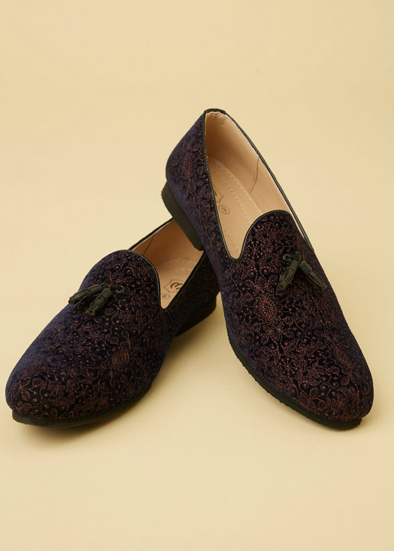 Buy Midnight Blue Tassel Trim Loafer Style Jootis Online in India