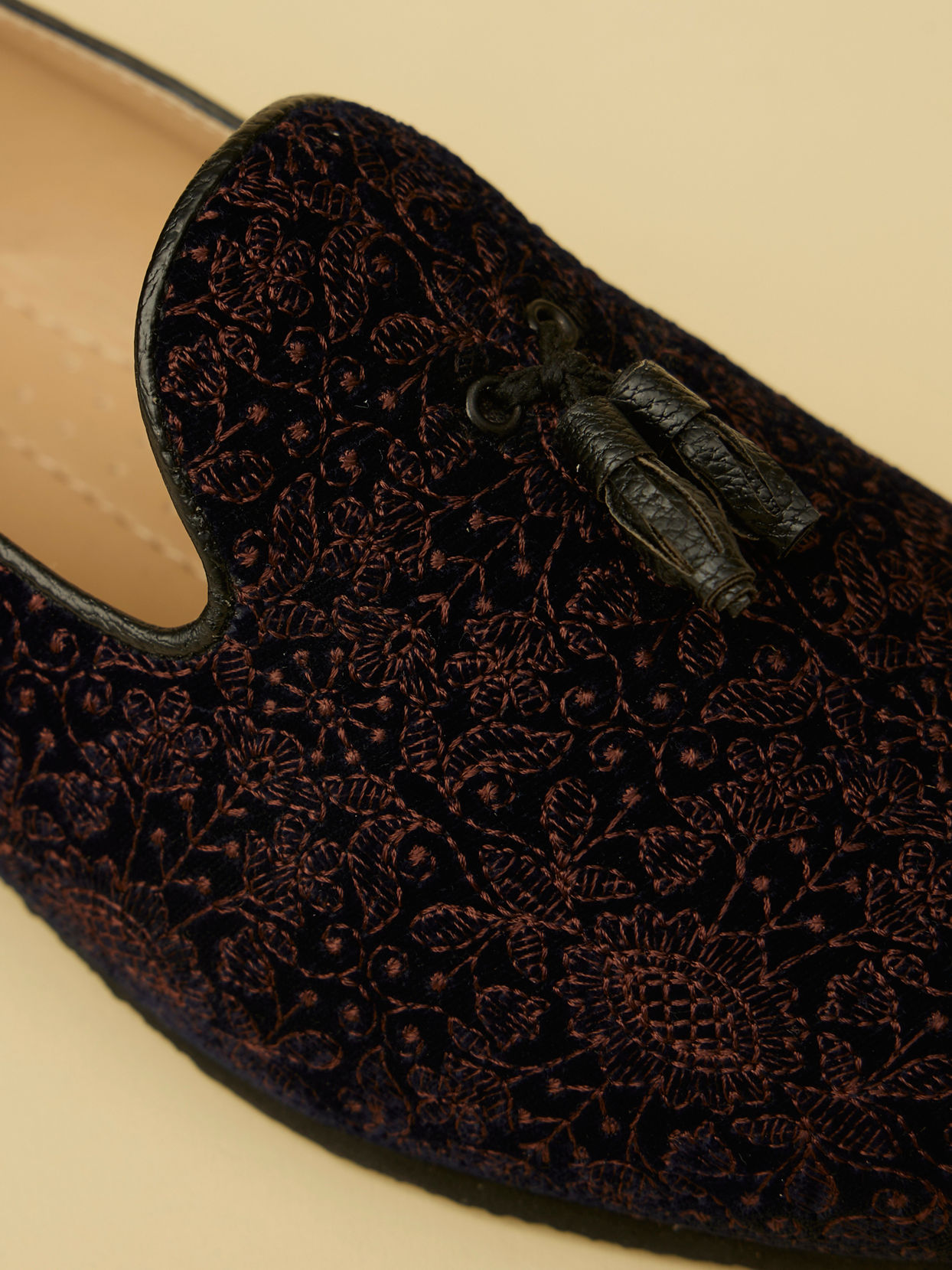 Manyavar Men Midnight Blue Tassel Trim Loafer Style Jootis