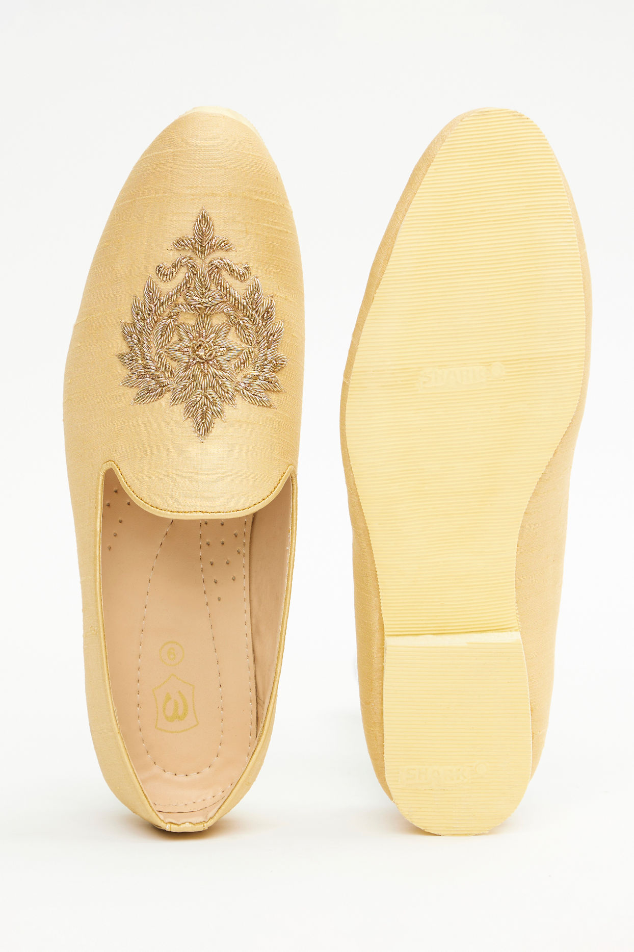 Manyavar Men Double Cream Embroidered Loafers