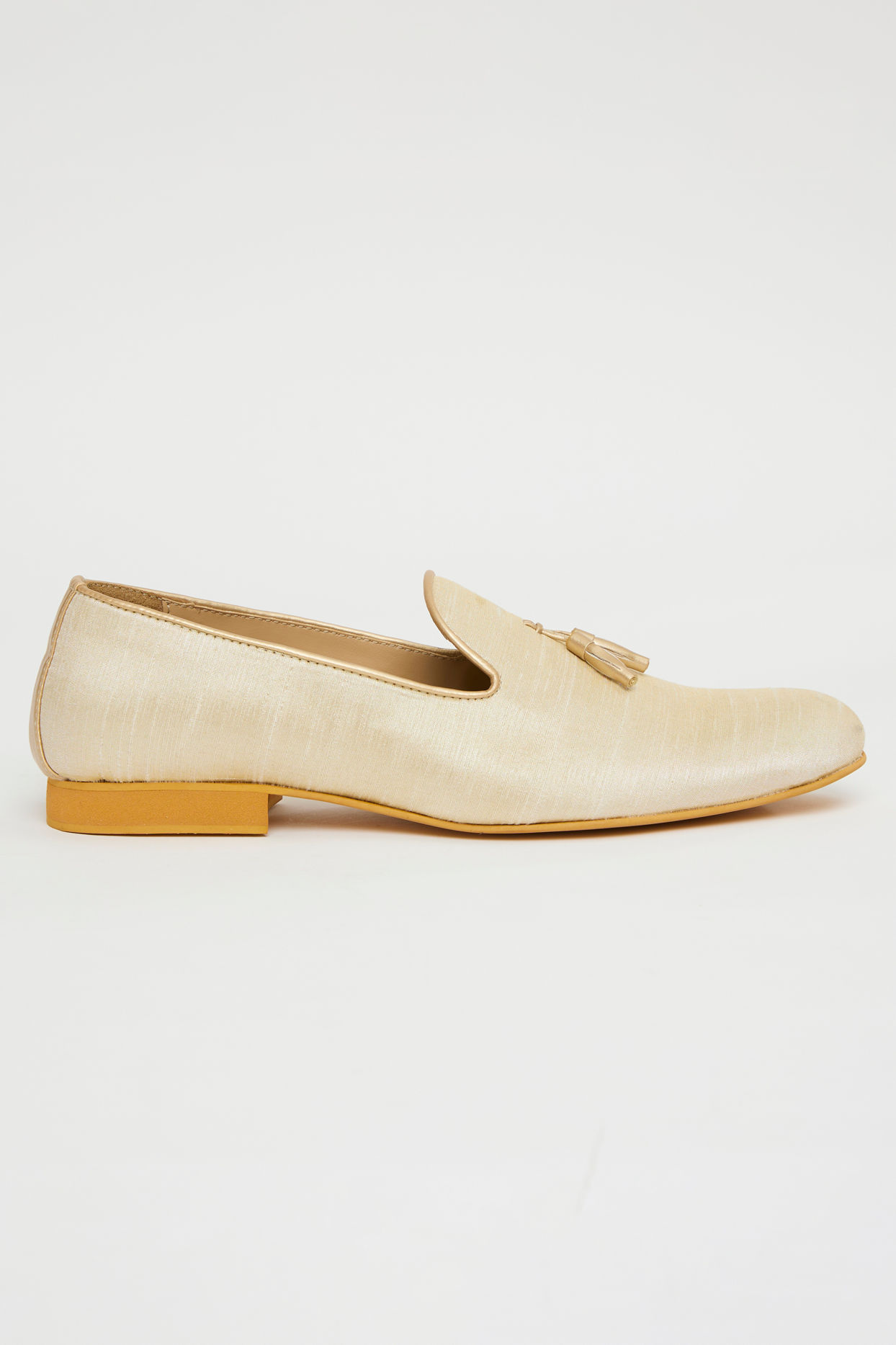 Manyavar Men Antique White Tassled Loafers