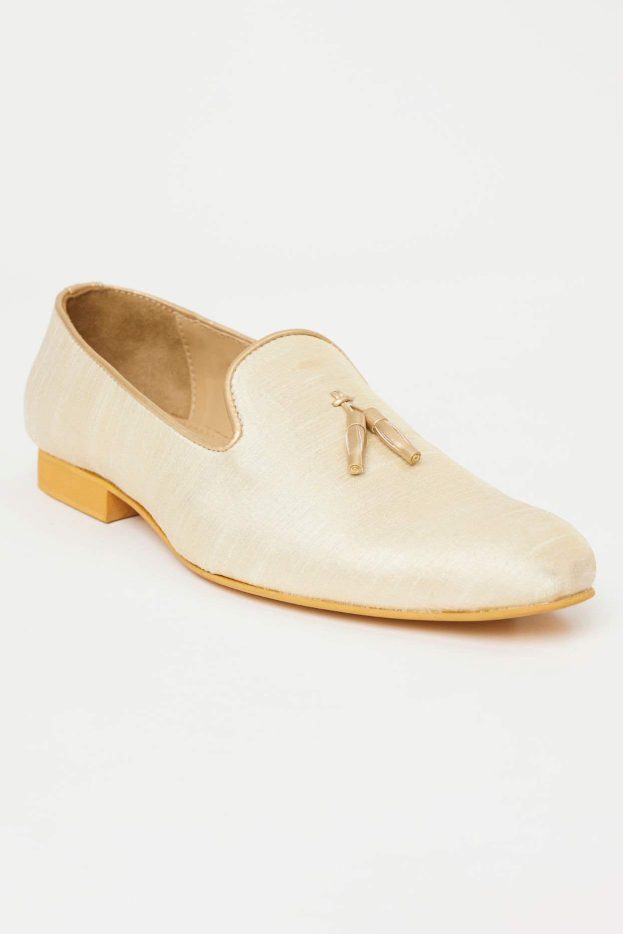 Manyavar Men Antique White Tassled Loafers