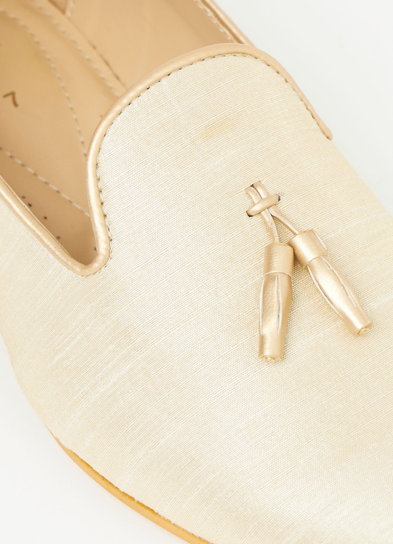 Manyavar Men Antique White Tassled Loafers