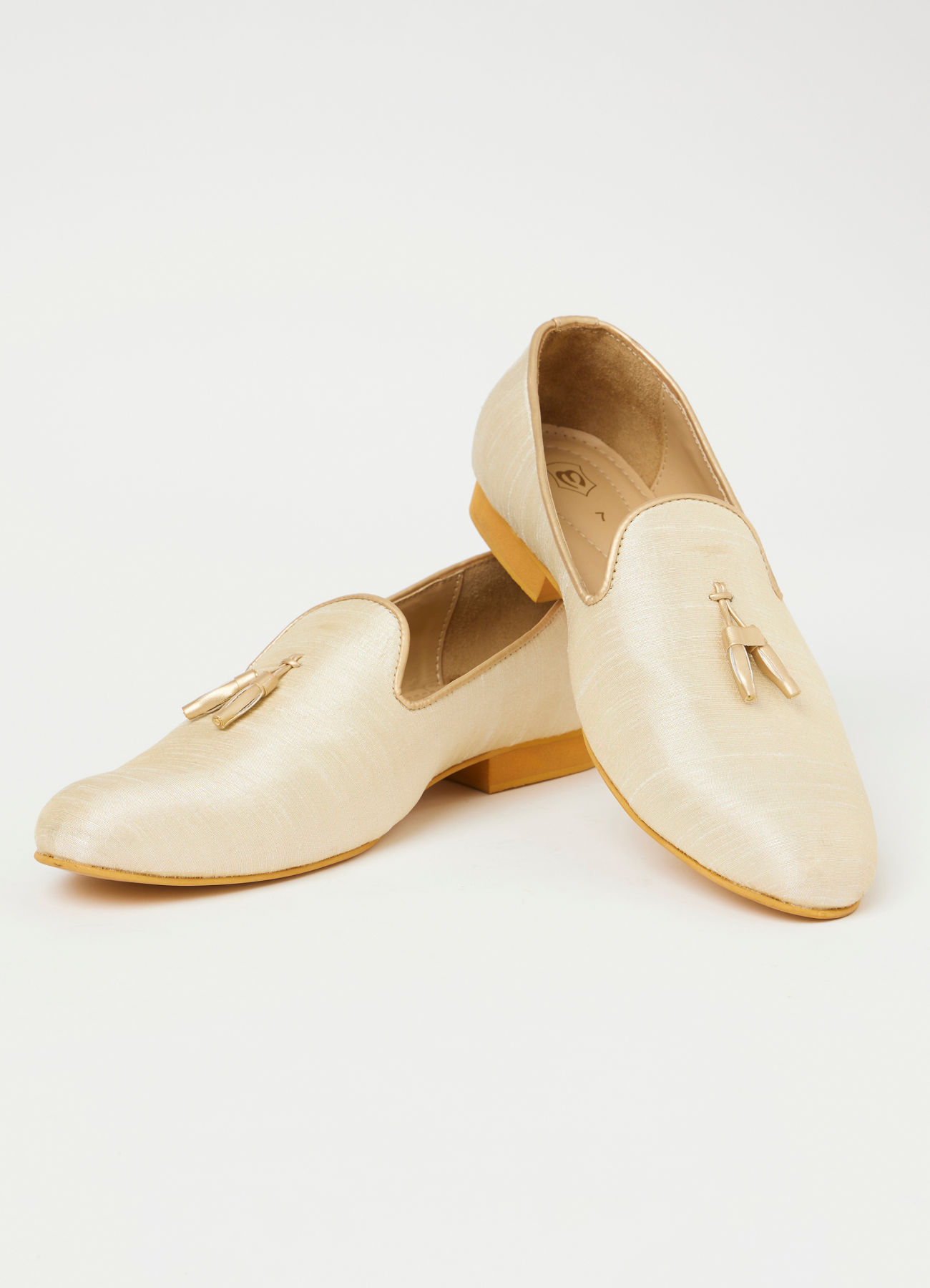 Manyavar Men Antique White Tassled Loafers