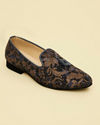 Manyavar Men Midnight Blue Foil Print Loafer Style Jutis